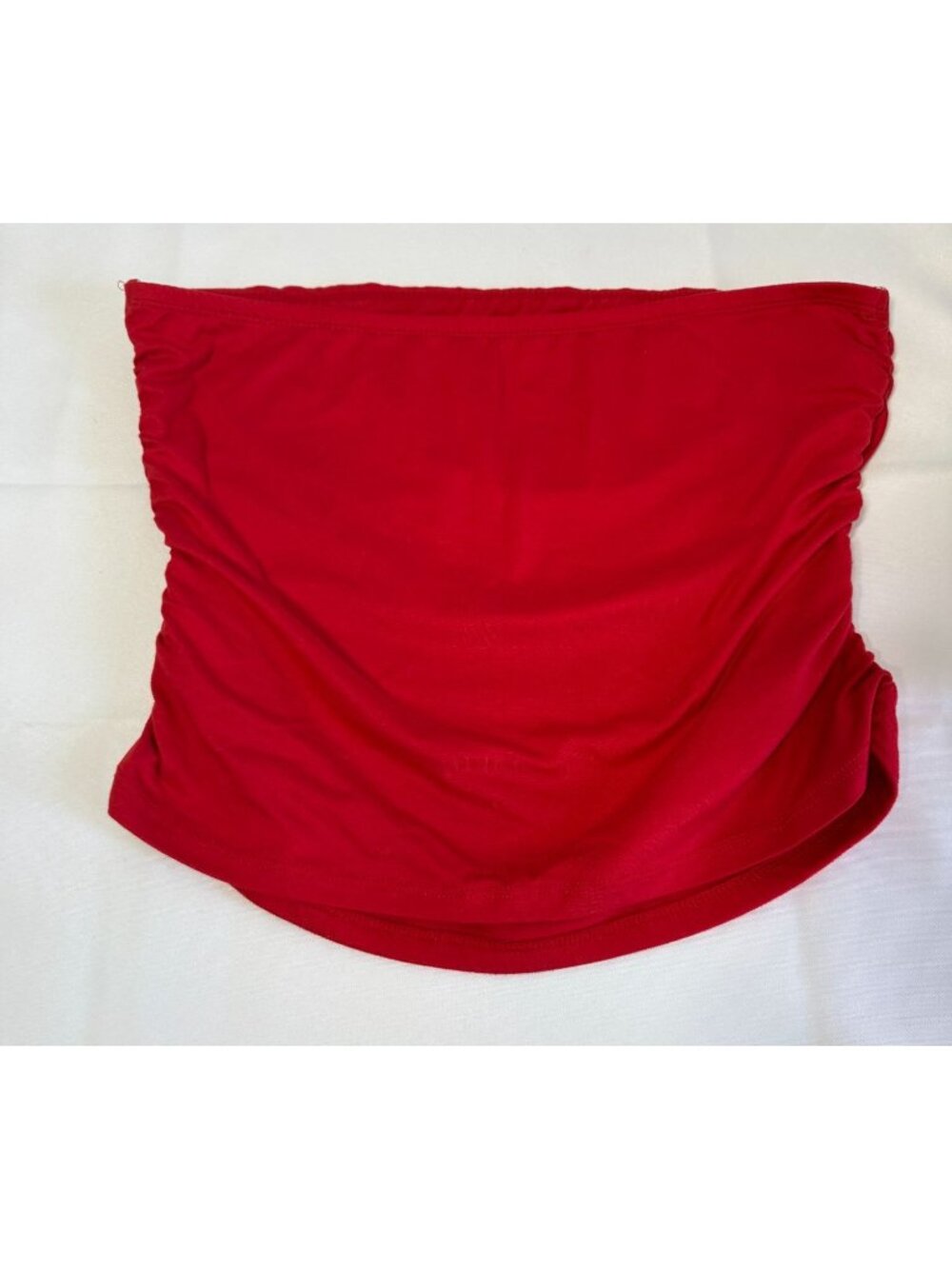 Faded Rose Womens XL Red Strapless Tube Top Ruched Sides Stretch Bandeau Summer